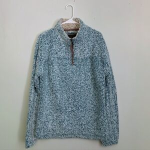 True Grit Cozy Light Blue Sherpa Quarter-Zip Pullover